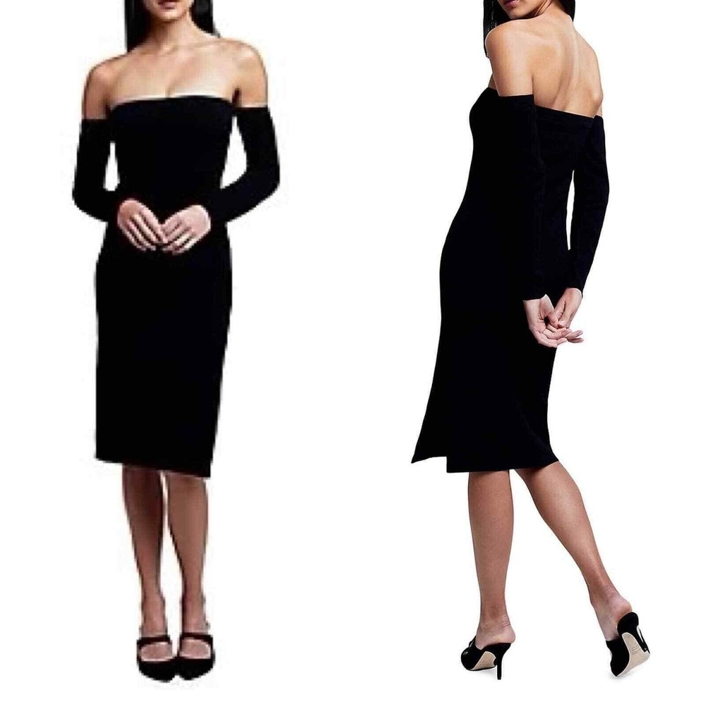 L'AGENCE Felicia Off-The-Shoulder Black Knit Dress Women's Sz XS NEW Retail $350